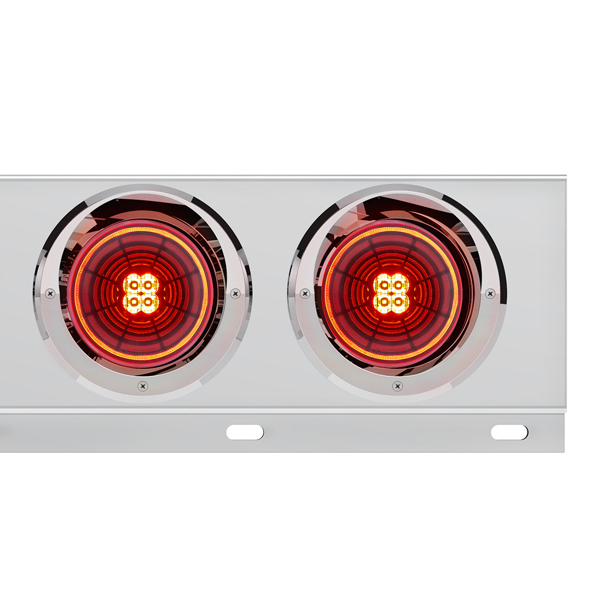 2" Bolt Pattern SS Spring Loaded Bar With 6X 4" 13 LED Abyss Lights & Visors - Red LED/Red Lens (Pair) - Thumbnail 2