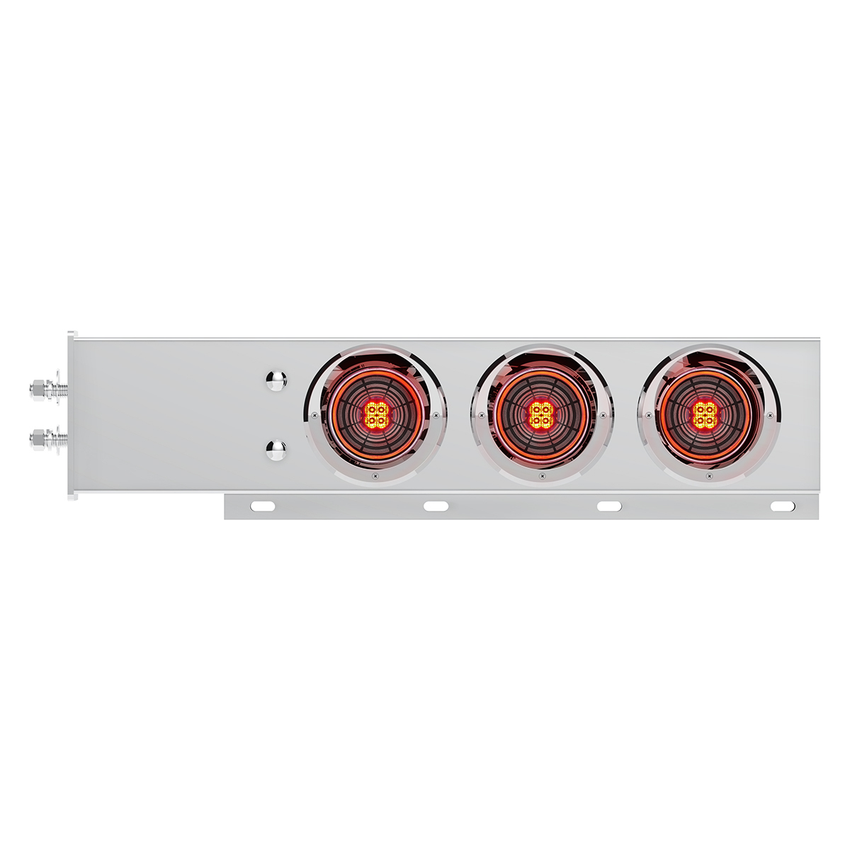 2" Bolt Pattern SS Spring Loaded Bar With 6X 4" 13 LED Abyss Lights & Visors - Red LED/Clear Lens (Pair) - Thumbnail 6