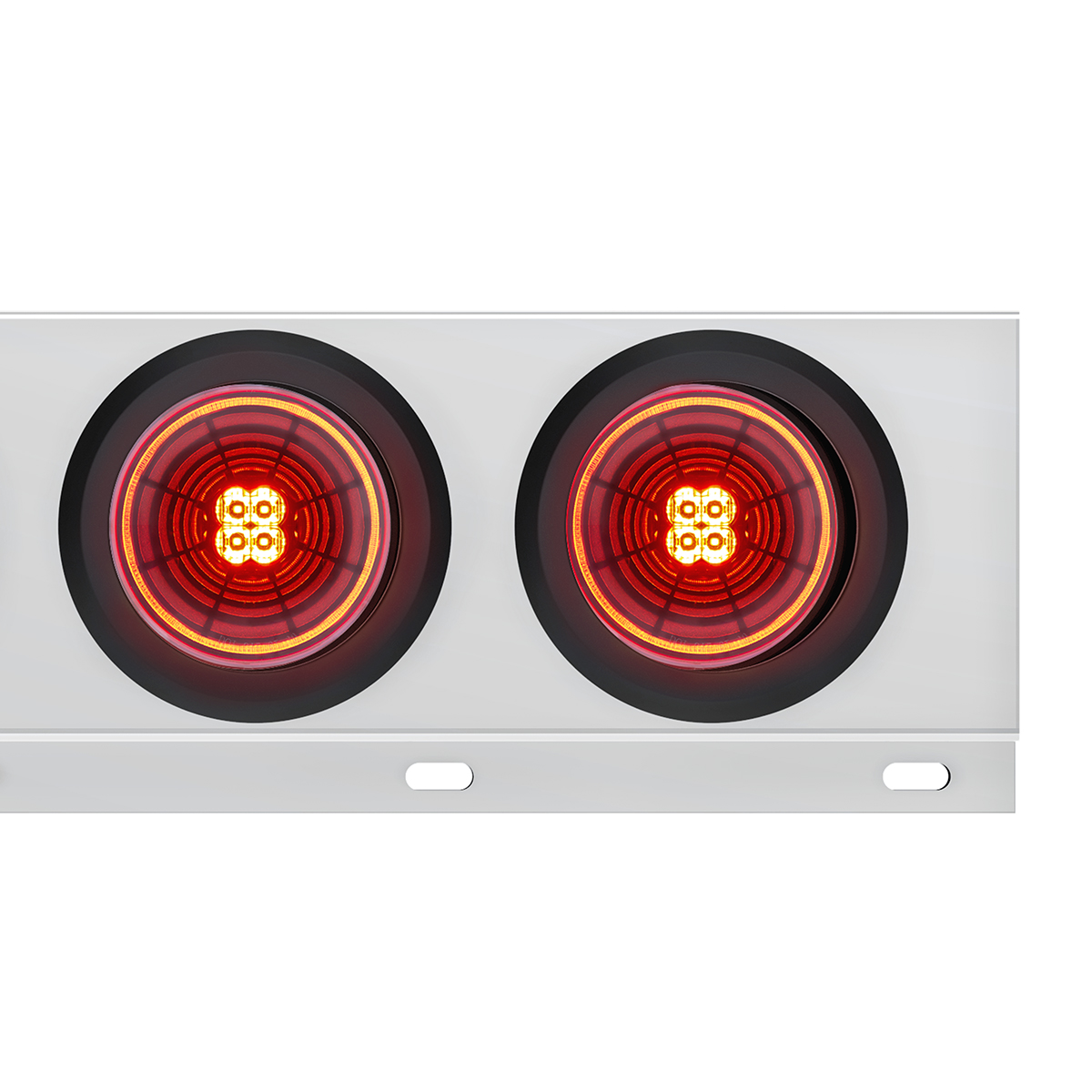 2" Bolt Pattern SS Spring Loaded Bar With 6X 4" 13 LED Abyss Lights - Red LED/Red Lens (Pair) - Thumbnail 2