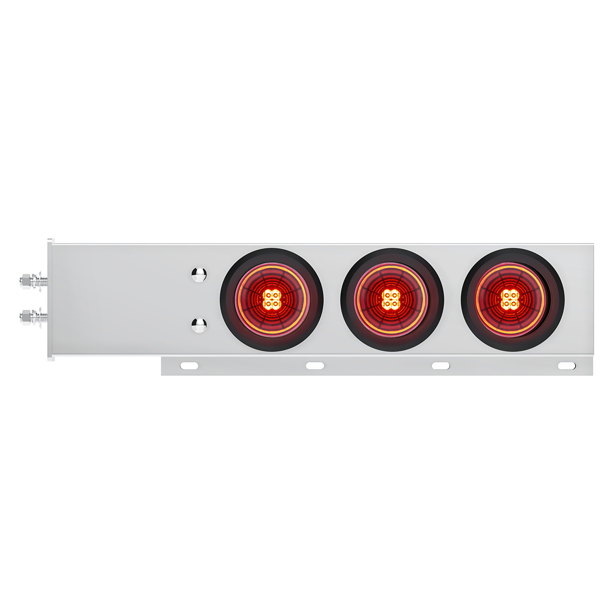 2" Bolt Pattern SS Spring Loaded Bar With 6X 4" 13 LED Abyss Lights - Red LED/Red Lens (Pair) - Thumbnail 6