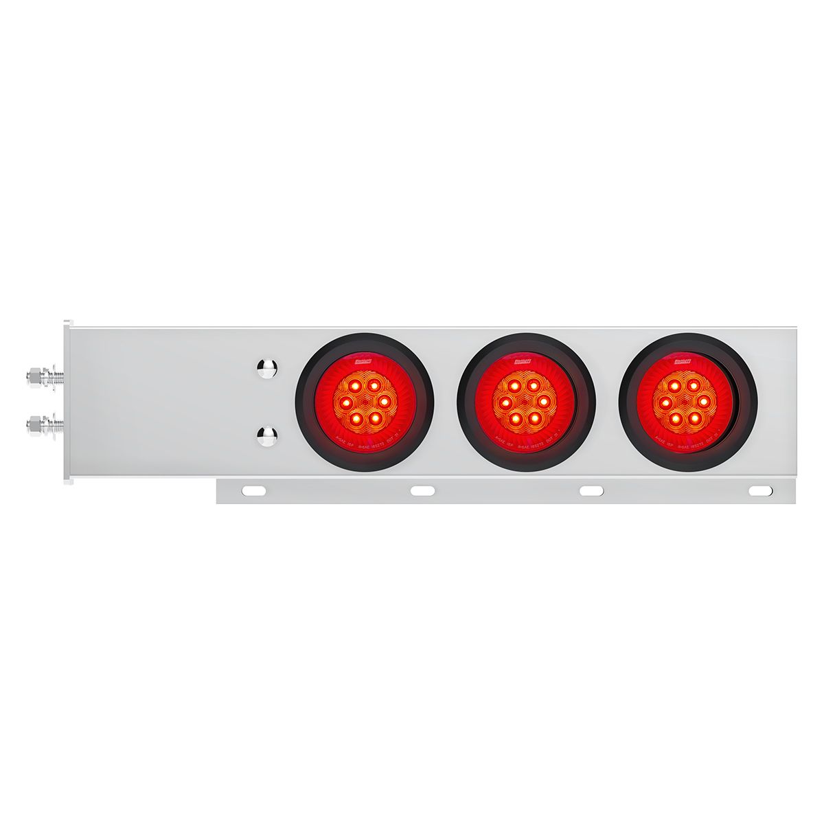 2" Bolt Pattern SS Spring Loaded Bar With 6X 4" 16 LED Turbine Lights - Red LED/Red Lens (Pair)