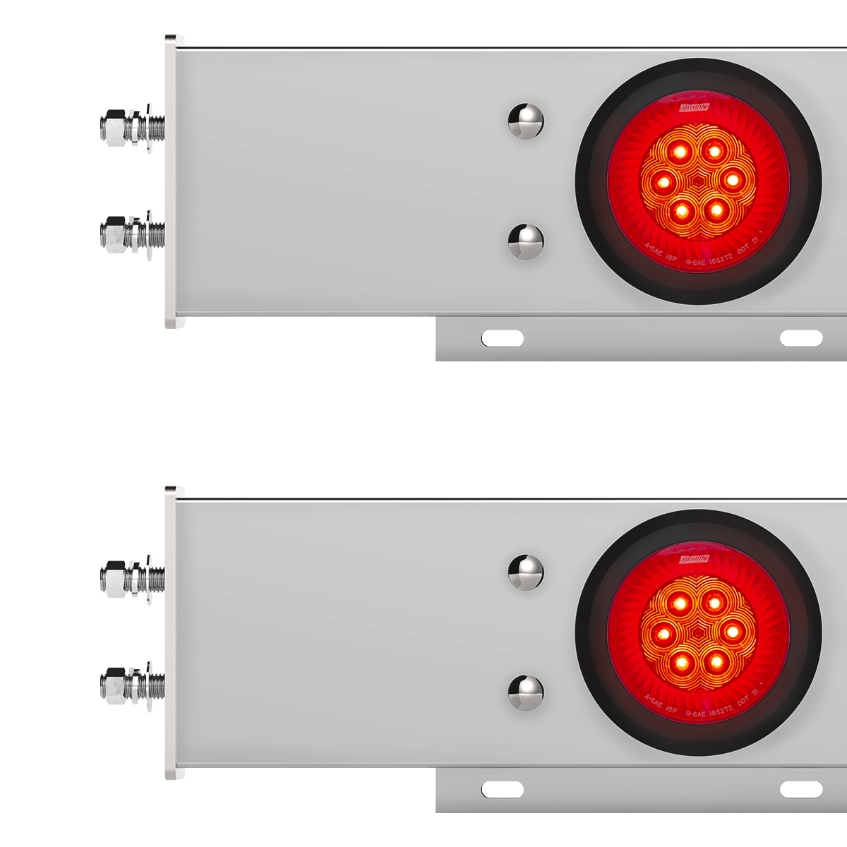 2.5" Bolt Pattern Chrome Spring Loaded Bar W/6X 4" 16 LED Turbine Lights - Red LED/Red Lens (Pair) - Thumbnail 2