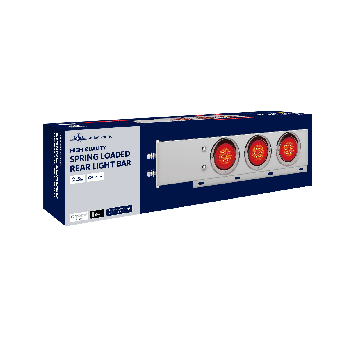 2.5" Bolt Pattern Chrome Spring Loaded Bar W/6X 4" 16 LED Turbine Lights - Red LED/Red Lens (Pair) - Thumbnail 3