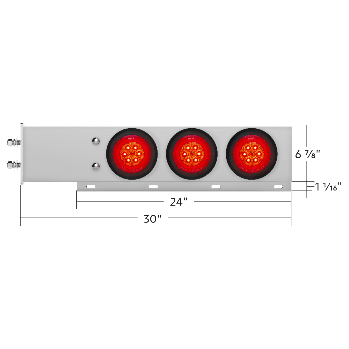 2.5" Bolt Pattern Chrome Spring Loaded Bar W/6X 4" 16 LED Turbine Lights - Red LED/Red Lens (Pair) - Thumbnail 4