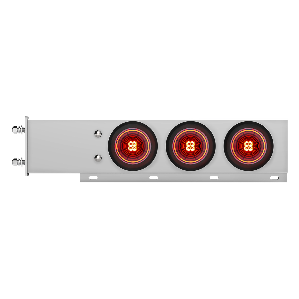 3-3/4" Bolt Pattern Chrome Spring Loaded Bar With 6X 4" 13 Red LED Abyss Lights - Red Lens (Pair) - Thumbnail 6