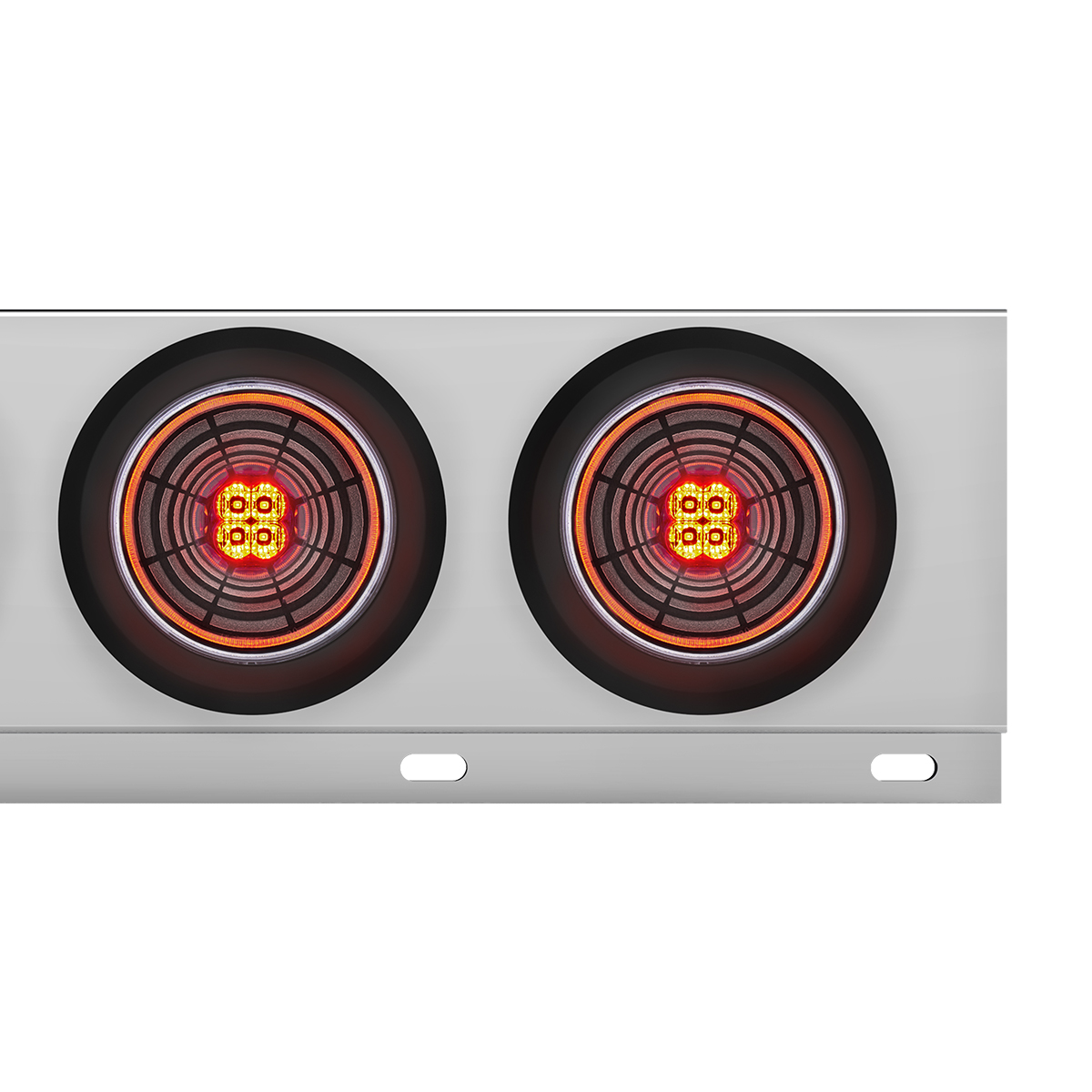 3-3/4" Bolt Pattern Chrome Spring Loaded Bar With 6X 4" 13 Red LED Abyss Lights - Clear Lens (Pair) - Thumbnail 2