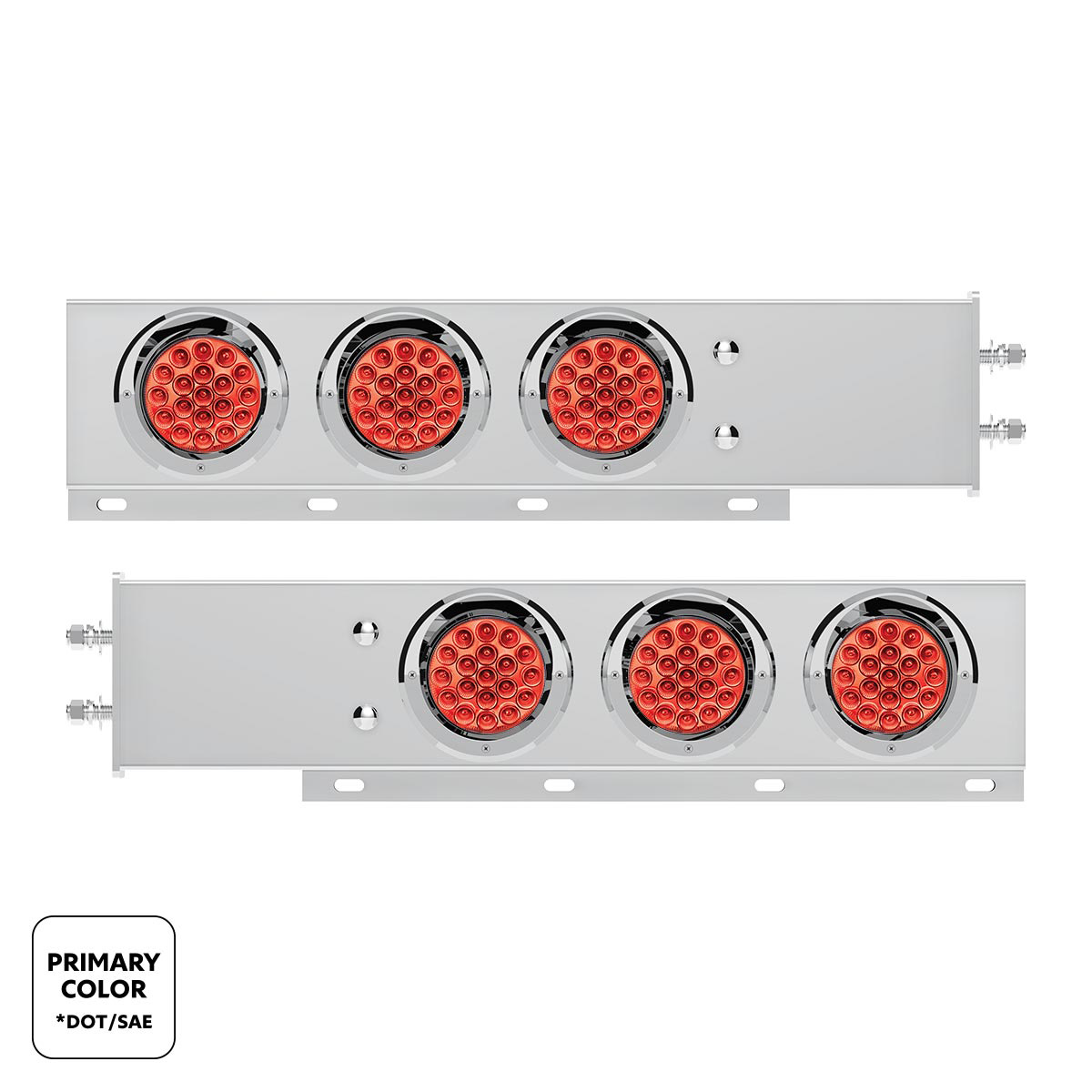 2.5" Bolt Pattern SS Spring Loaded Light Bar With 6X Double Fury 19 LED Lights & Visors-Red & Blue(Pair) - Thumbnail 2