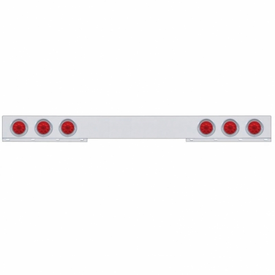 Stainless 1 Piece Rear Light Bar With 6X 10 LED 4" Lights & Visors - Red LED/Red Lens