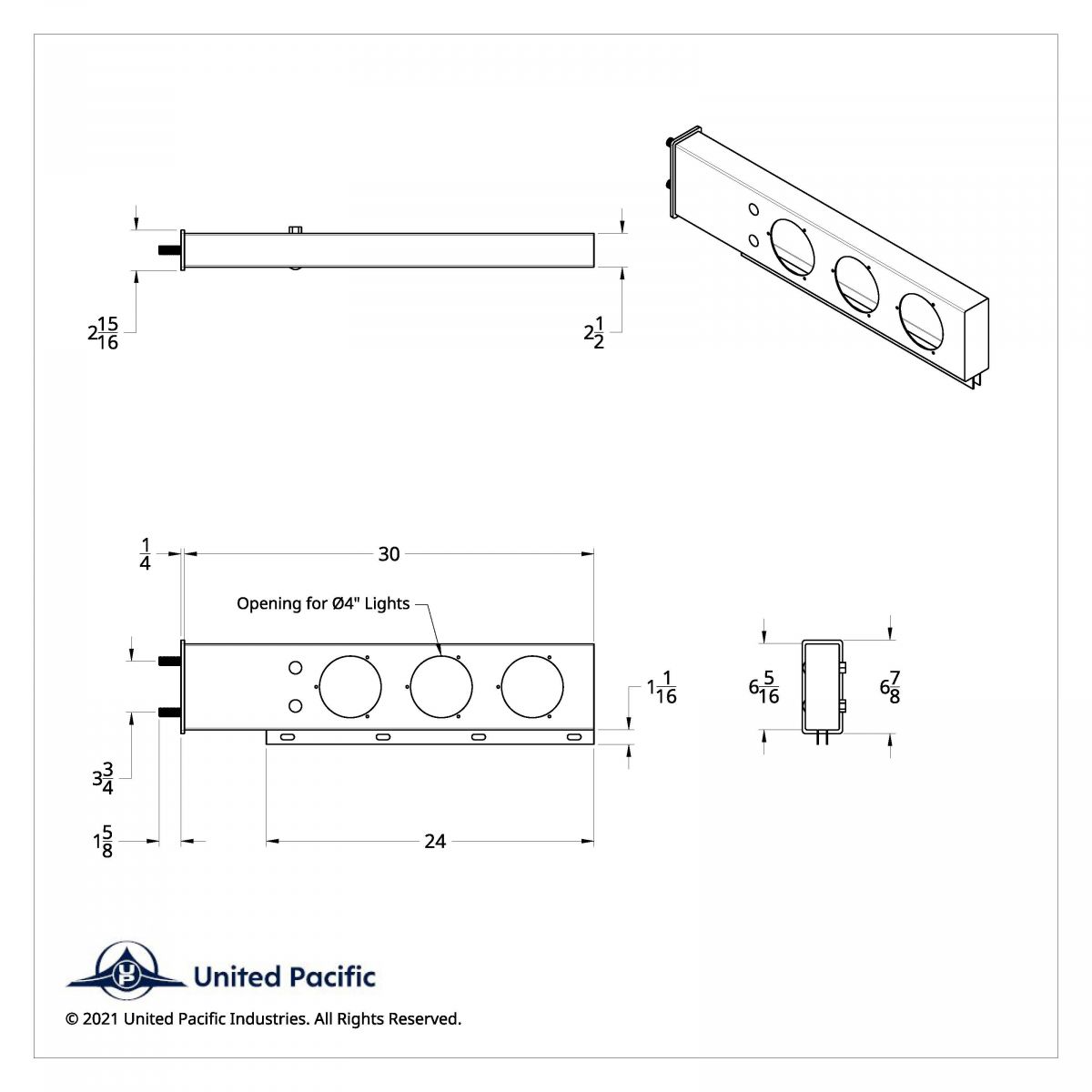 3-3/4" Bolt Pattern Deluxe SS Spring Loaded Bar W/6X 12 LED 4" Light & Visors -Red LED/Clear Lens (Pair) - Thumbnail 3