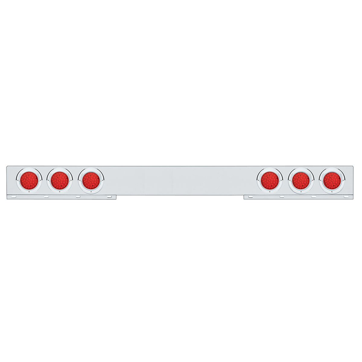 Stainless 1 Piece Rear Light Bar With 6X 36 LED 4" Lights & Visors - Red LED/Red Lens - Thumbnail 2