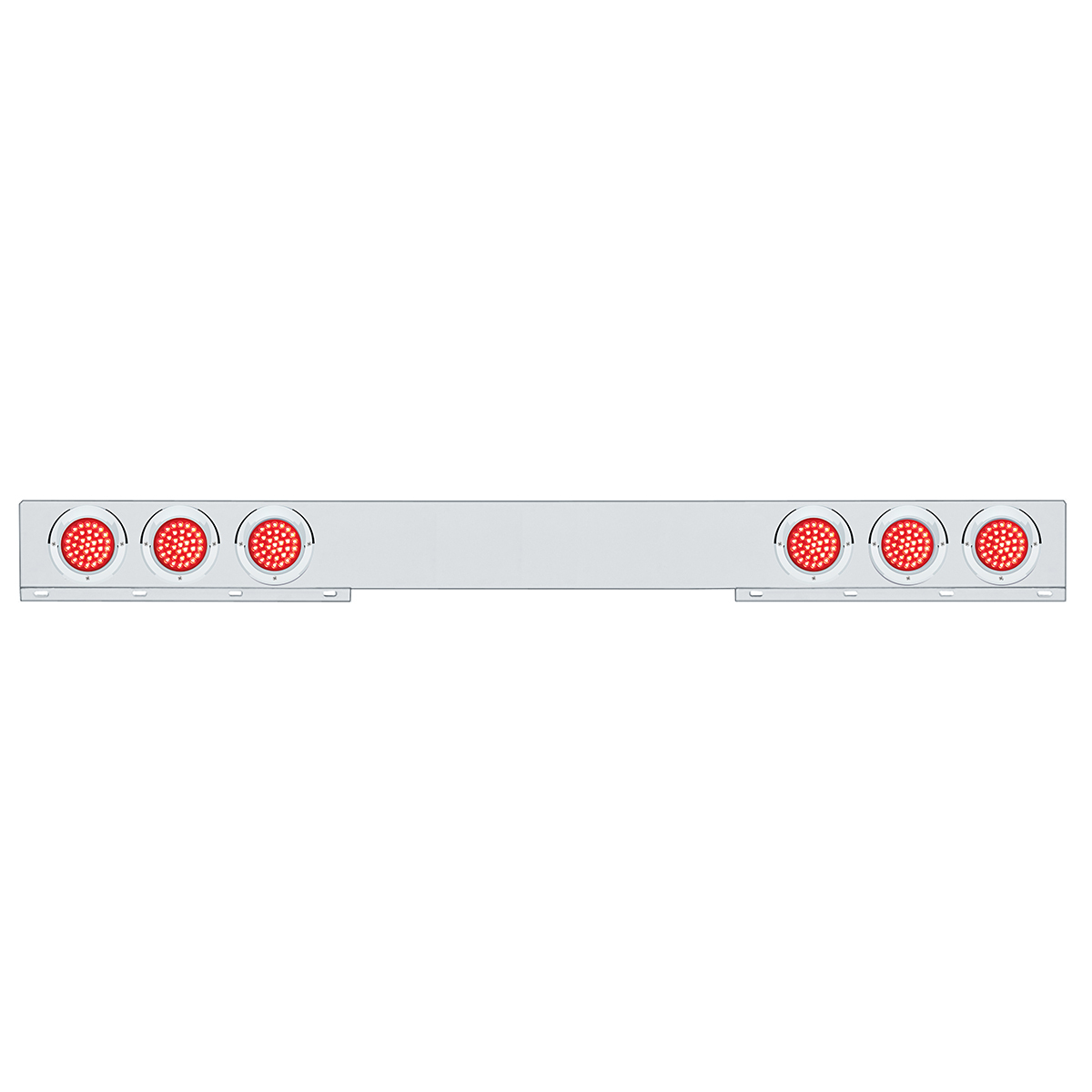 Stainless 1 Piece Rear Light Bar With 6X 36 LED 4" Lights & Visors - Red LED/Red Lens - Thumbnail 4