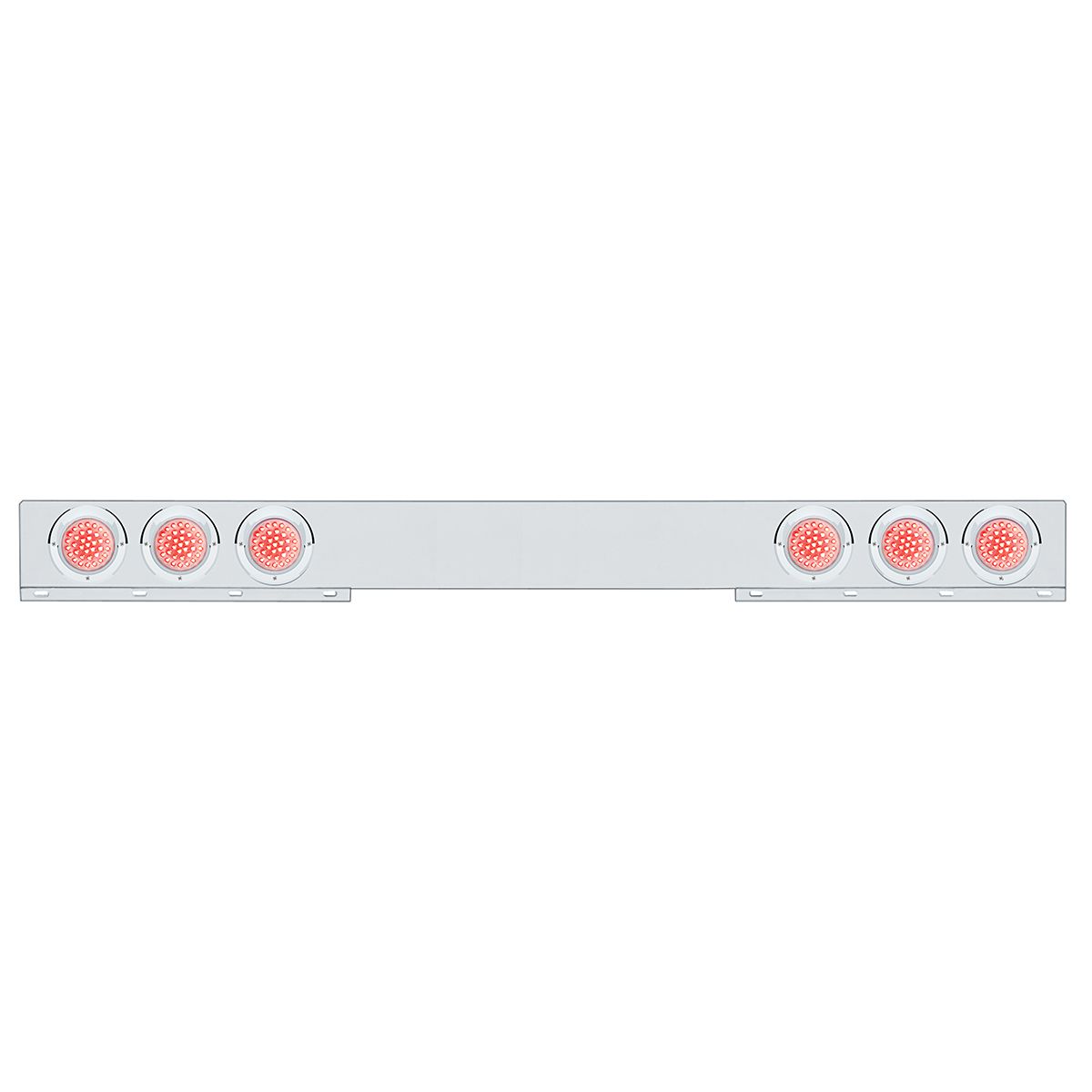 Stainless 1 Piece Rear Light Bar With 6X 36 LED 4" Lights & Visors - Red LED/Clear Lens