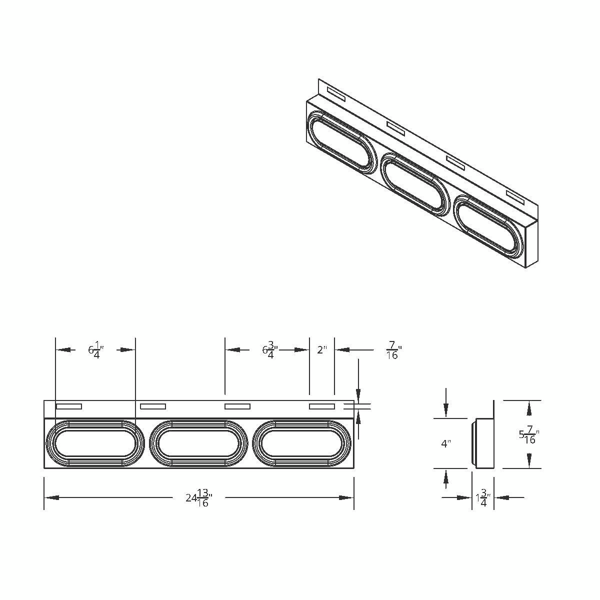 Stainless Top Mud Flap Plate With 3X 19 LED 6" Oval Lights & Visors - Red LED/Clear Lens (Each) - Thumbnail 3