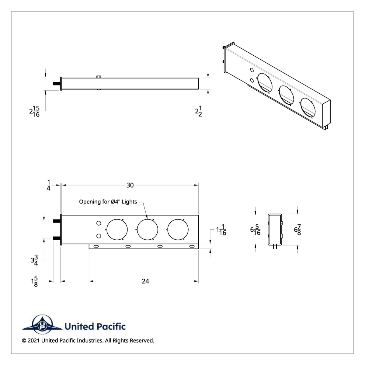 3-3/4" Bolt Pattern SS Spring Loaded Bar With 6X 4" 7 LED Lights & Visors -Red LED/Clear Lens (Pair) - Thumbnail 3