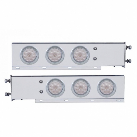 2.5" Bolt Pattern SS Spring Loaded Bar With 6X 4" 10 LED Lights & Visors -Red LED/Clear Lens (Pair)