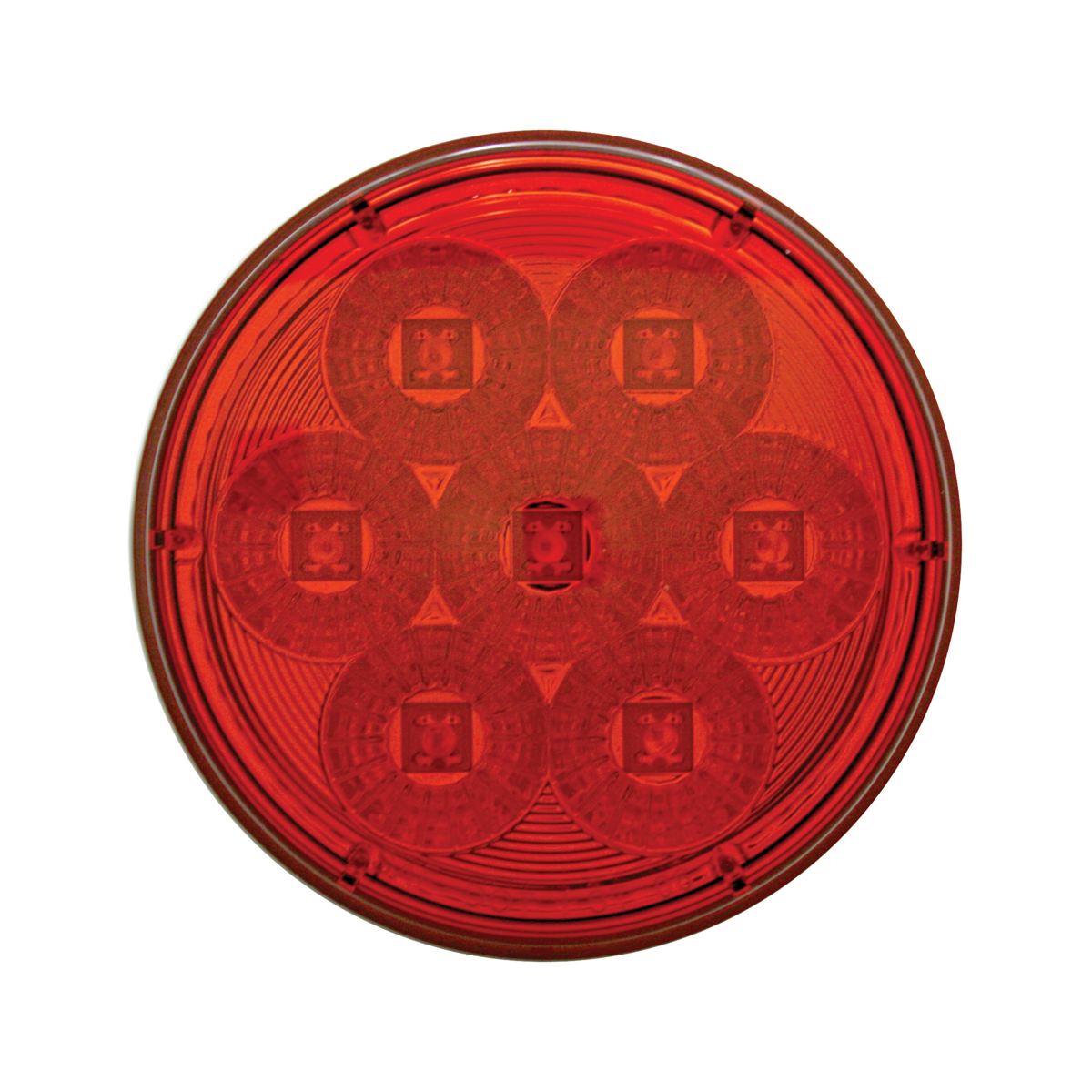 Chrome 1 Piece Rear Light Bar With Six 7 LED 4" Reflector Lights & Visors - Red LED/Red Lens - Thumbnail 3