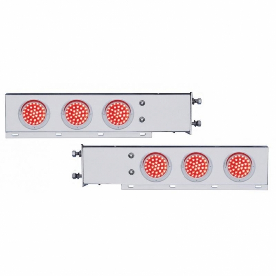 3-3/4" Bolt Pattern SS Spring Loaded Bar With 6X 36 LED 4" Lights & Visors -Red LED & Lens (Pair)