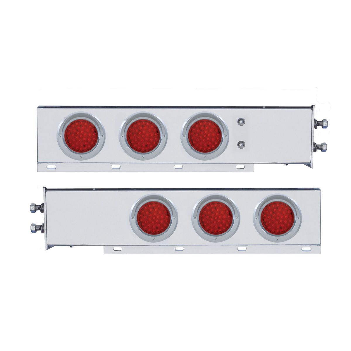 2" Bolt Pattern SS Spring Loaded Bar With 6X 36 LED 4" Lights & Visors -Red LED & Lens (Pair)