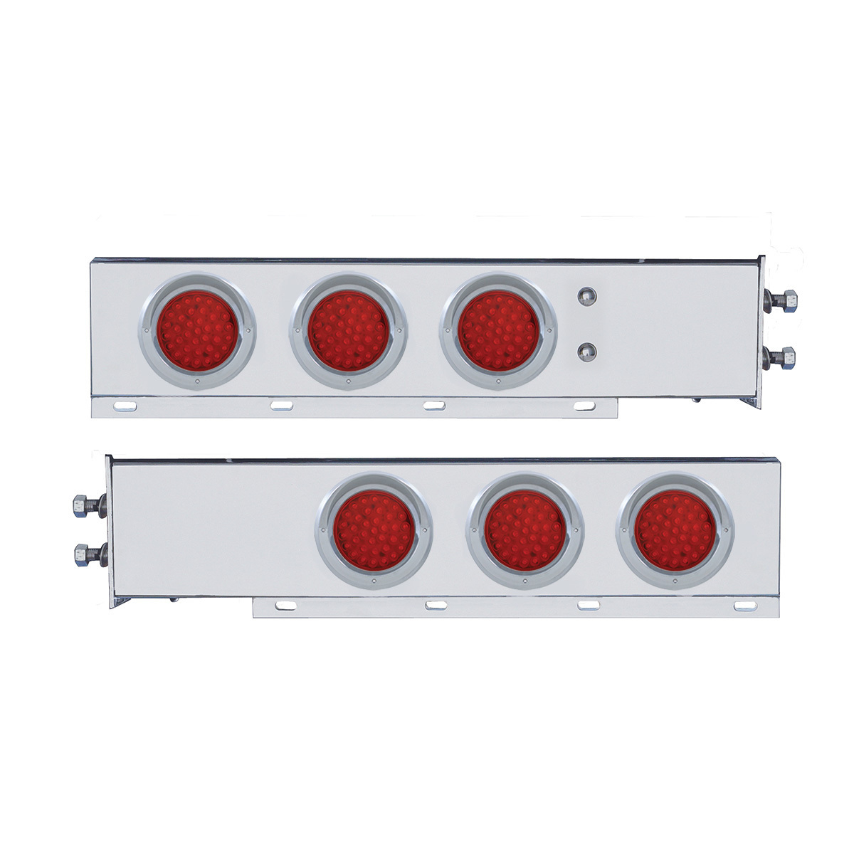 2" Bolt Pattern SS Spring Loaded Bar With 6X 36 LED 4" Lights & Visors -Red LED & Lens (Pair) - Thumbnail 4