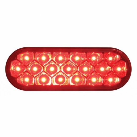 3-3/4" Bolt Pattern SS Spring Loaded Bar With 6" Oval 19 LED Lights & Visors -Red LED & Lens (Pair) - Thumbnail 2
