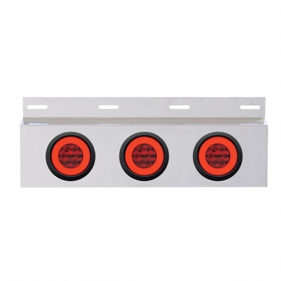 Stainless Top Mud Flap Plate With 3X 21 LED 4" GloLight & Grommets - Red LED/Red Lens (Each)