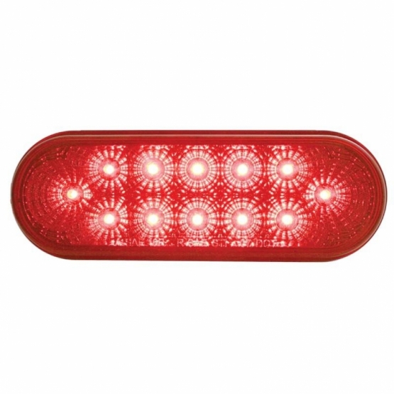 3-3/4" Bolt Pattern SS Spring Loaded Bar With 6 Oval 12 LED Lights & Bezel -Red LED & Lens (Pair) - Thumbnail 2
