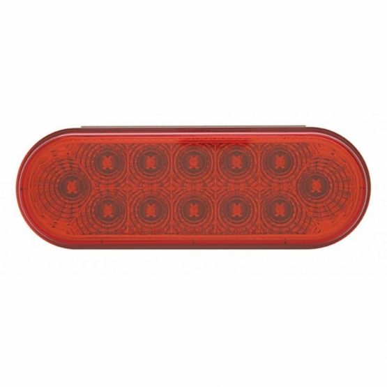 3-3/4" Bolt Pattern SS Spring Loaded Bar With 6 Oval 12 LED Lights & Bezel -Red LED & Lens (Pair) - Thumbnail 3