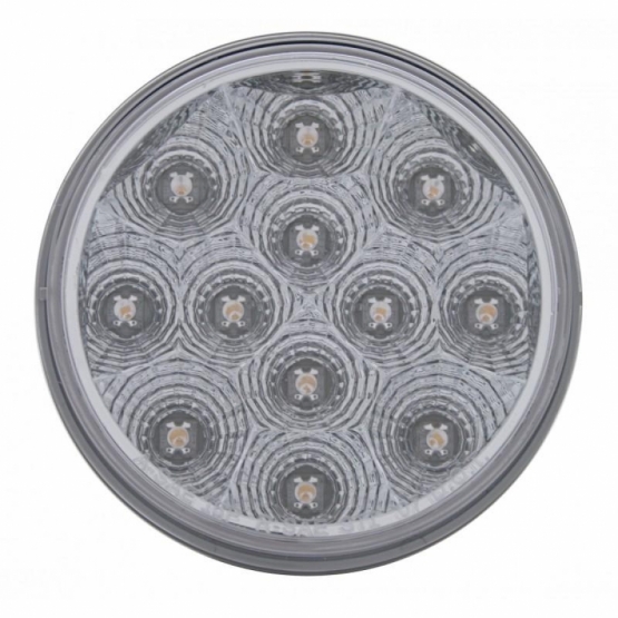 Chrome 1 Piece Rear Light Bar With Six 12 LED 4" Reflector Lights & Bezels - Red LED/Clear Lens - Thumbnail 2