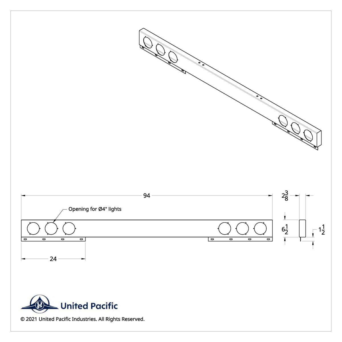 Stainless 1 Piece Rear Light Bar With 6X 12 LED 4" Reflector Lights & Bezels - Red LED/Clear Lens - Thumbnail 4
