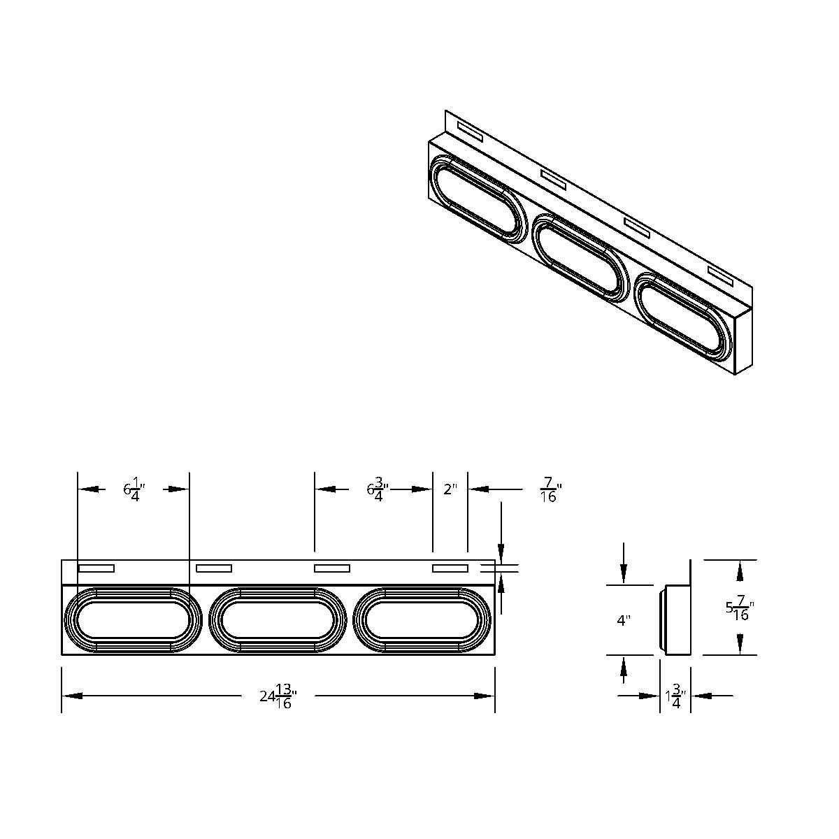 Stainless Top Mud Flap Plate With 3X 19 LED 6" Oval Lights & Grommets - Red LED/Red Lens (Each) - Thumbnail 3