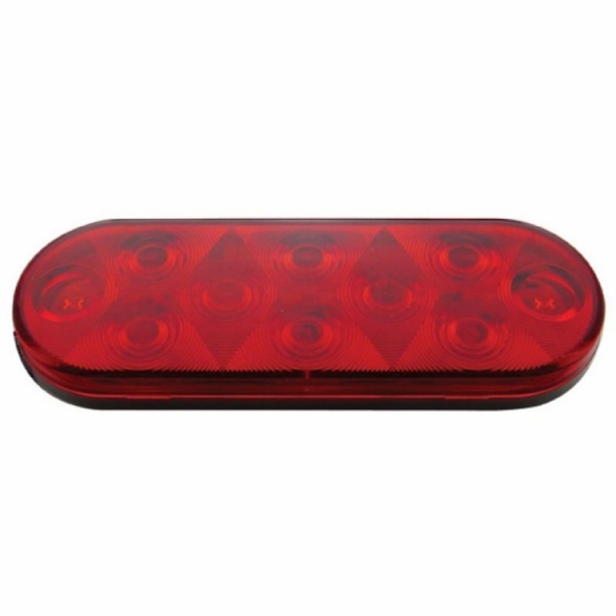 Stainless Top Mud Flap Plate With Three 10 LED Lights & Grommet - Red LED/Red Lens (Each) - Thumbnail 2