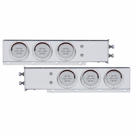 2.5" Bolt Pattern SS Spring Loaded Bar With 6X 21 LED 4" GloLight & Visors -Red LED/Clear Lens (Pair)