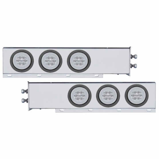 2" Bolt Pattern SS Spring Loaded Bar With 6X 21 LED 4" GloLight -Red LED/Clear Lens (Pair)