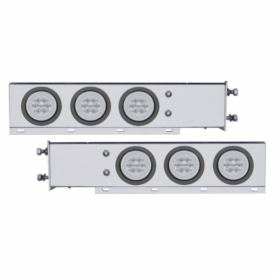 3-3/4" Bolt Pattern CR Spring Loaded Rear Bar W/6X 21 Red LED 4" GloLight & Grommet - Clear Lens (Pair)