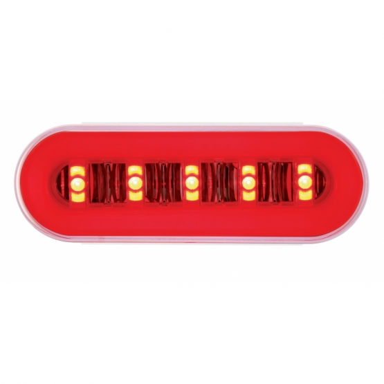 3-3/4" Bolt Pattern SS Spring Loaded Bar With 6X 22 Red LED 6" Oval GloLight & Visor -Clear Lens (Pair) - Thumbnail 3