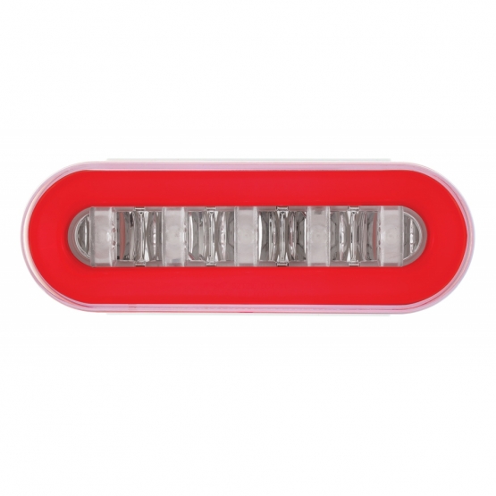 3-3/4" Bolt Pattern SS Spring Loaded Bar With 6X 22 Red LED 6" Oval GloLight & Visor -Clear Lens (Pair) - Thumbnail 4