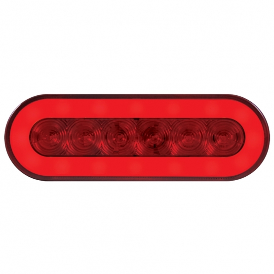3-3/4" Bolt Pattern SS Spring Loaded Bar With 6X 22 Red LED 6" Oval GloLight & Grommet -Red Lens (Pair) - Thumbnail 3