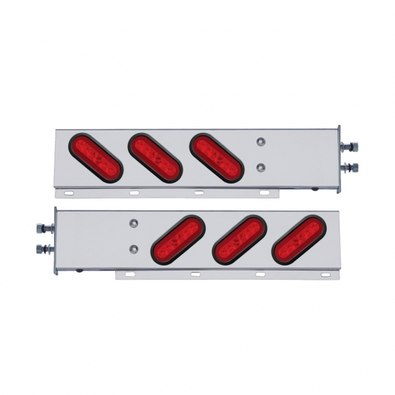 2.5" Bolt Pattern SS Spring Loaded Bar With 6X 22 Red LED 6" Oval GloLight & Grommet -Red Lens (Pair) - Thumbnail 2