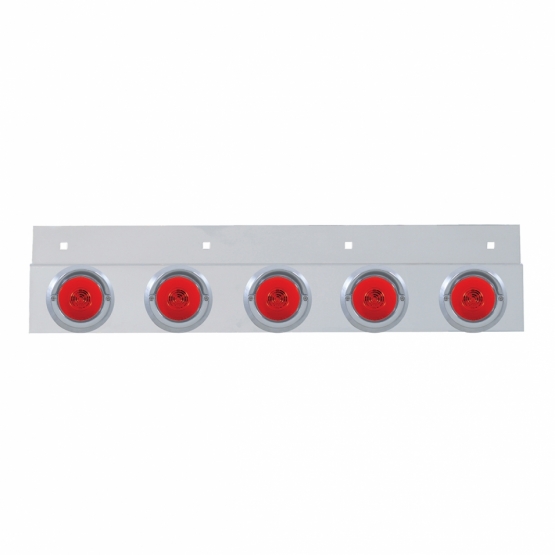 Stainless Top Mud Flap Bracket With 5X 6 LED 2" GloLight & Visors - Red LED/Red Lens (Each) - Thumbnail 2