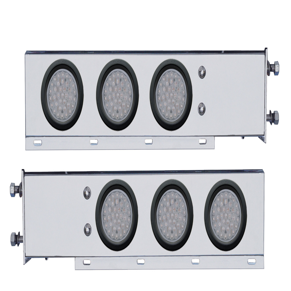 2.5" Bolt Pattern SS Spring Loaded Bar With 6X 36 LED 4" Lights -Red LED/Clear Lens (Pair) - Thumbnail 3