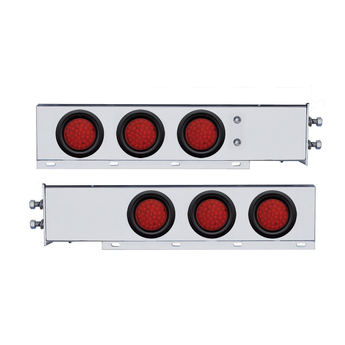 2" Bolt Pattern SS Spring Loaded Bar With 6X 36 LED 4" Lights -Red LED & Lens (Pair)