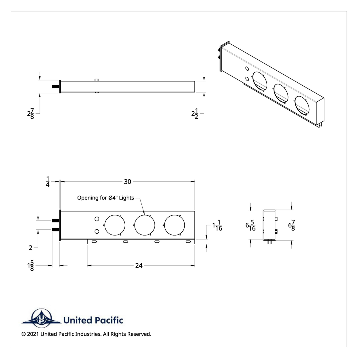2" Bolt Pattern SS Spring Loaded Bar With 6X 36 LED 4" Lights -Red LED & Lens (Pair) - Thumbnail 3