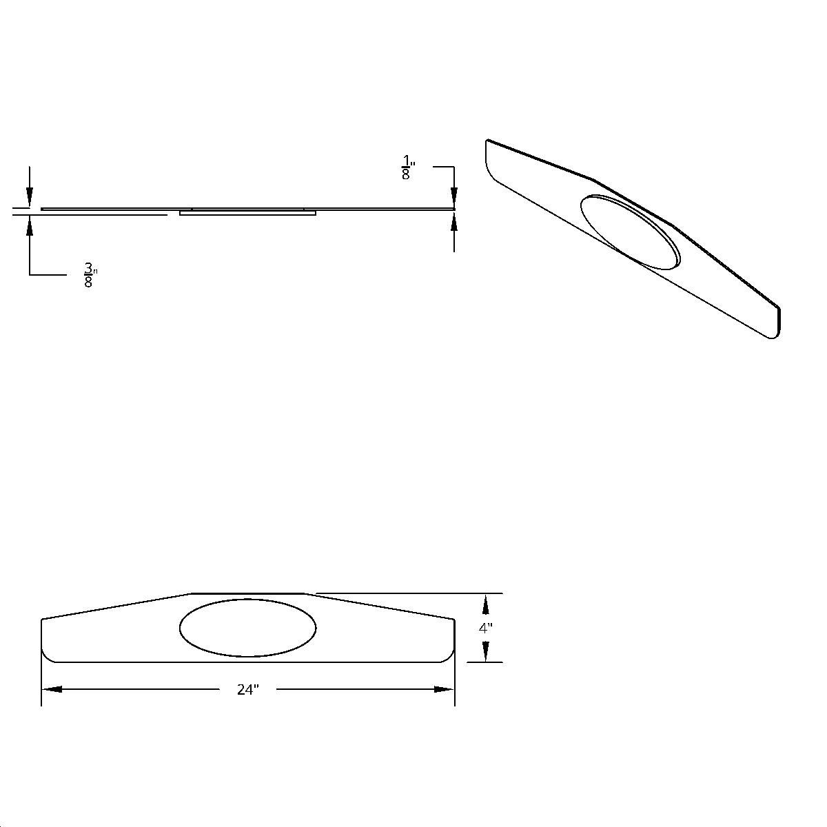 4" X 24" Chrome Bottom Mud Flap Weight With Oval Chrome Skull Emblem - Thumbnail 3