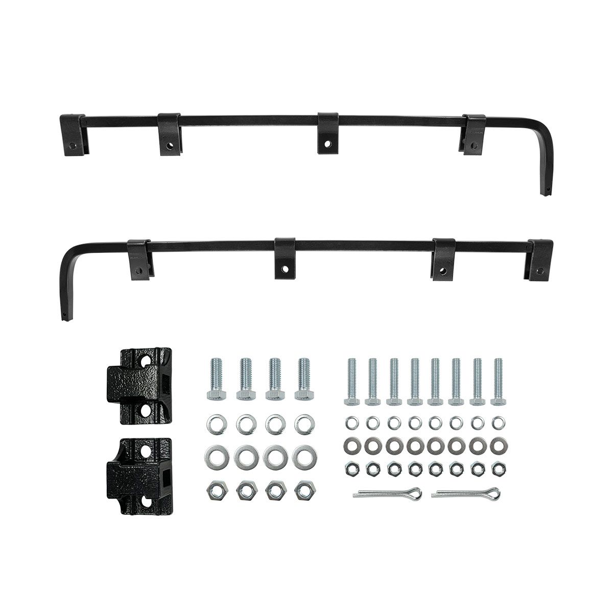 Black Straight Mud Flap Hangers With Mounting Hardware - No Coil (Pair)