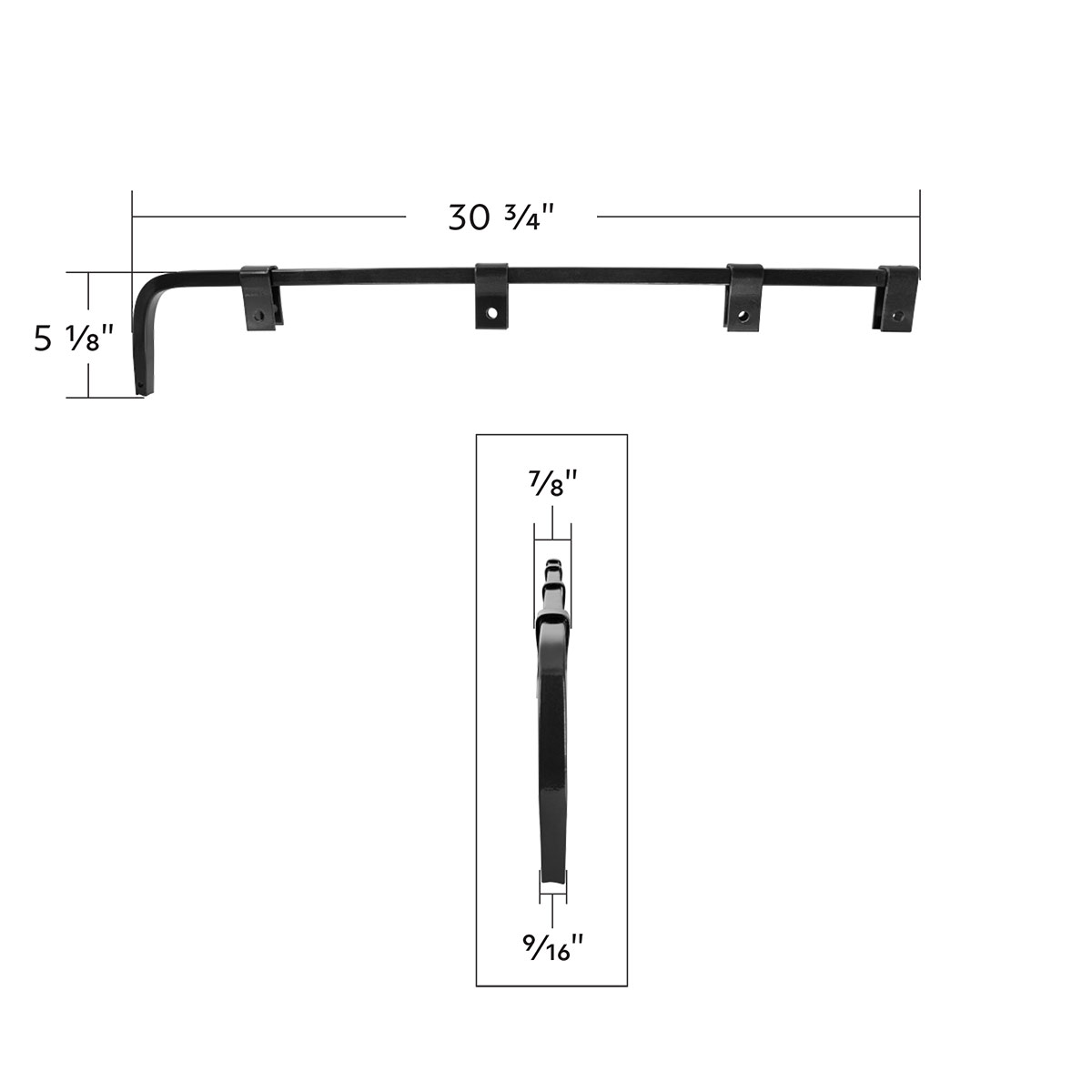 Black Straight Mud Flap Hangers With Mounting Hardware - No Coil (Pair) - Thumbnail 12