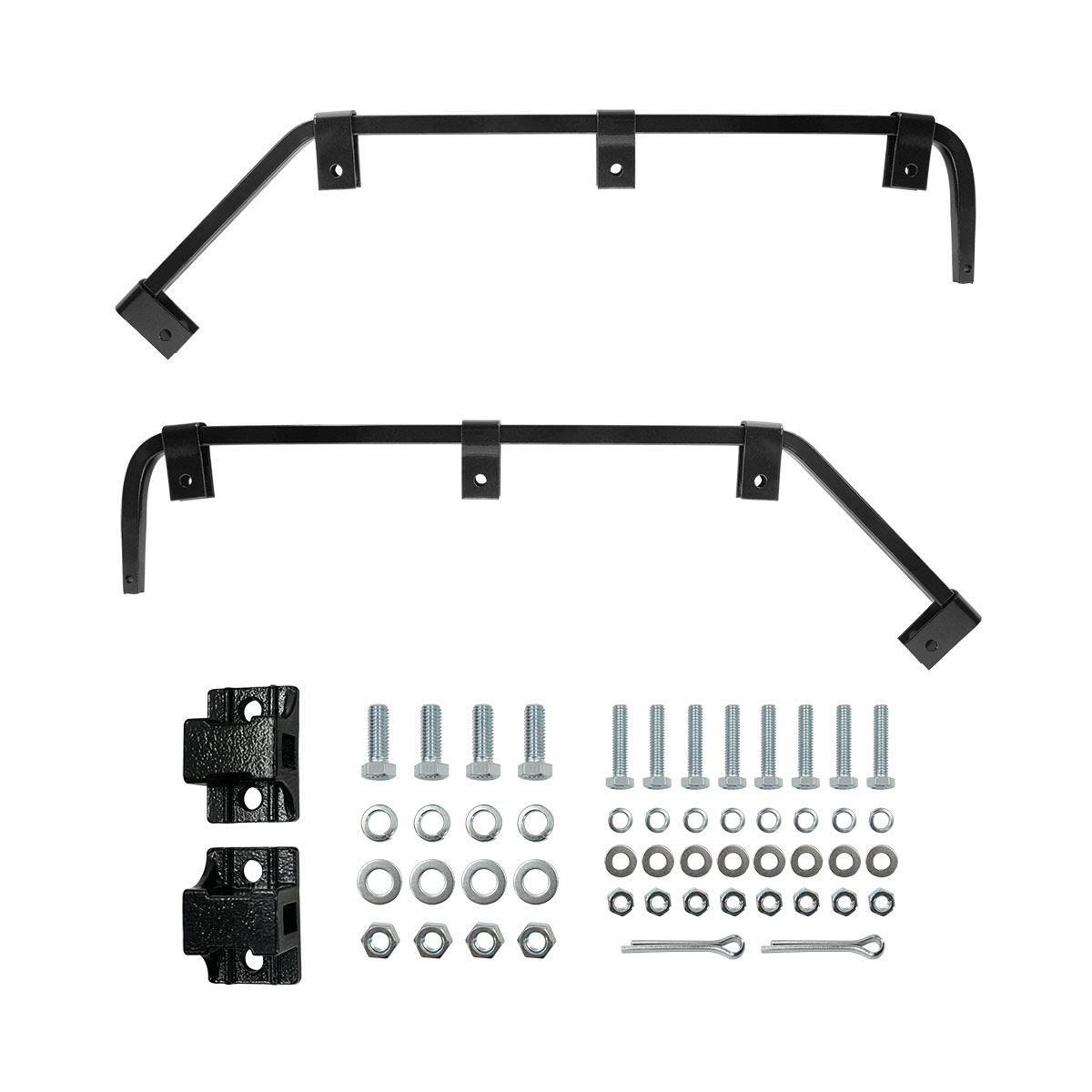 Black Angled Mud Flap Hangers With Mounting Hardware - No Coil (Pair)