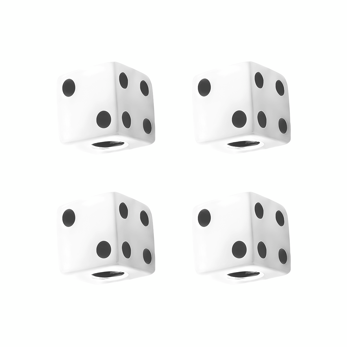 White Dice Valve Caps With Black Dots (Set of 4) - Thumbnail 2
