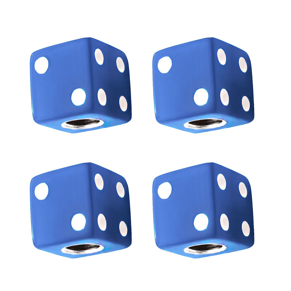 Blue Dice Valve Caps With White Dots (Set of 4)