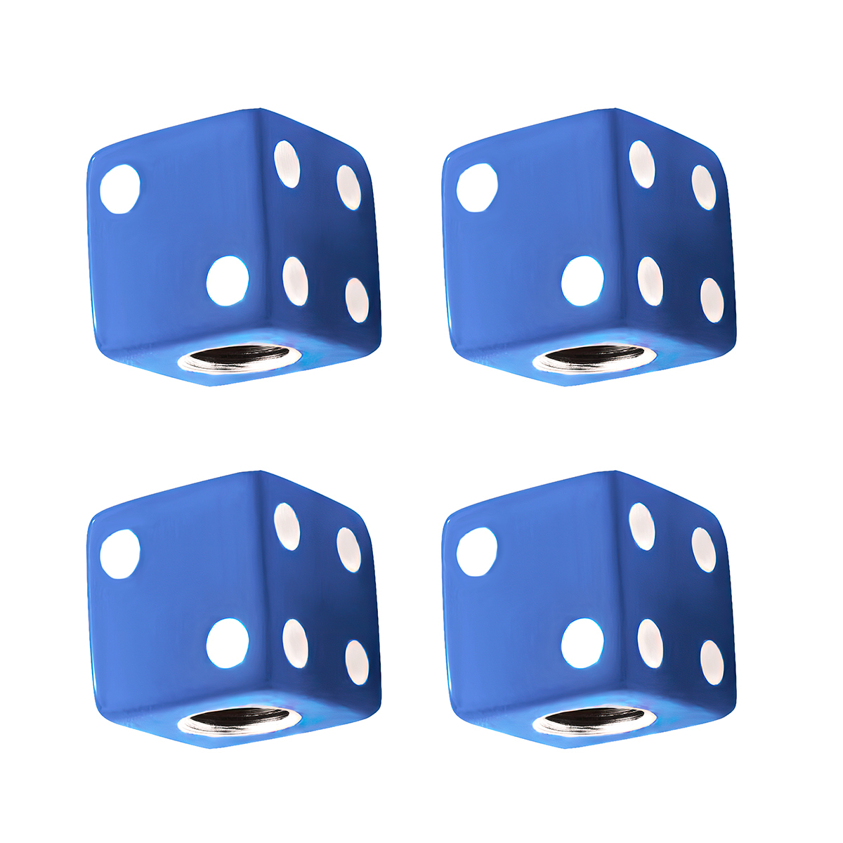 Blue Dice Valve Caps With White Dots (Set of 4) - Thumbnail 2