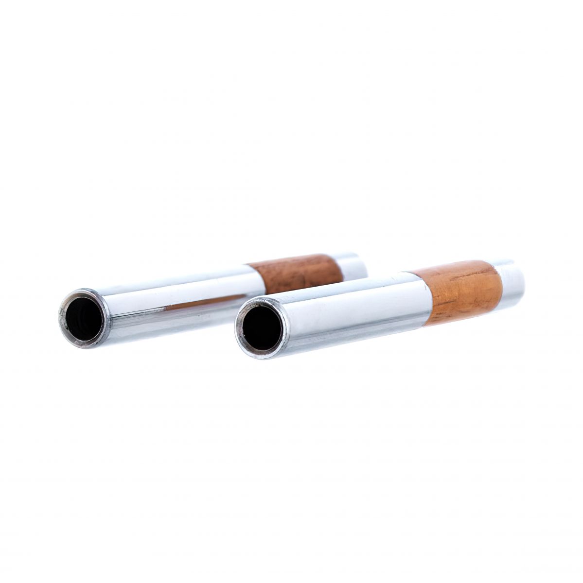 Chrome/Walnut Tube Door Lock Knobs (2Pc/Set) - Thumbnail 3